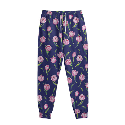 Pink Watercolor Tulip Flower Print Sweatpants