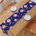 Pink Watercolor Tulip Flower Print Table Runner