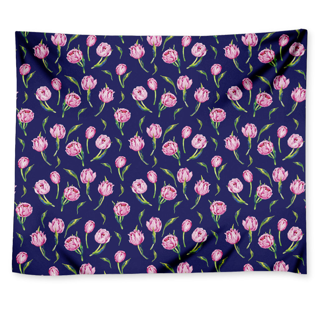 Pink Watercolor Tulip Flower Print Tapestry