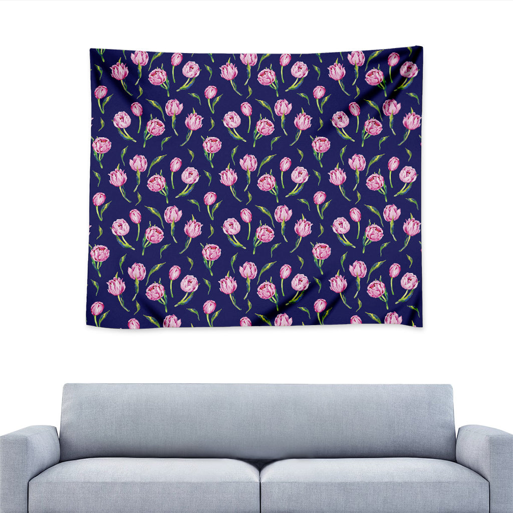 Pink Watercolor Tulip Flower Print Tapestry