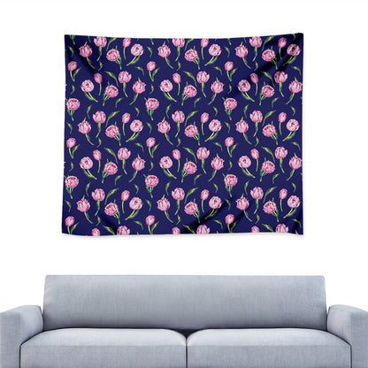 Pink Watercolor Tulip Flower Print Tapestry