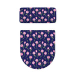 Pink Watercolor Tulip Flower Print Toilet Lid And Tank Cover Set
