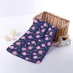 Pink Watercolor Tulip Flower Print Towel