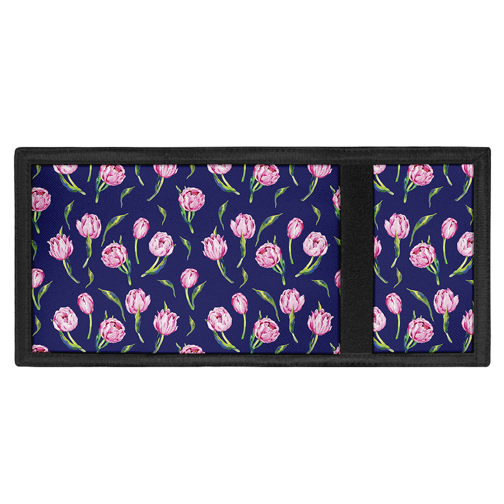 Pink Watercolor Tulip Flower Print Trifold Wallet