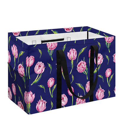 Pink Watercolor Tulip Flower Print Utility Tote Bag