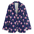 Pink Watercolor Tulip Flower Print Women's Cotton Blazer