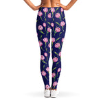 Pink Watercolor Tulip Flower Print Women's Leggings