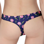 Pink Watercolor Tulip Flower Print Women's Thong