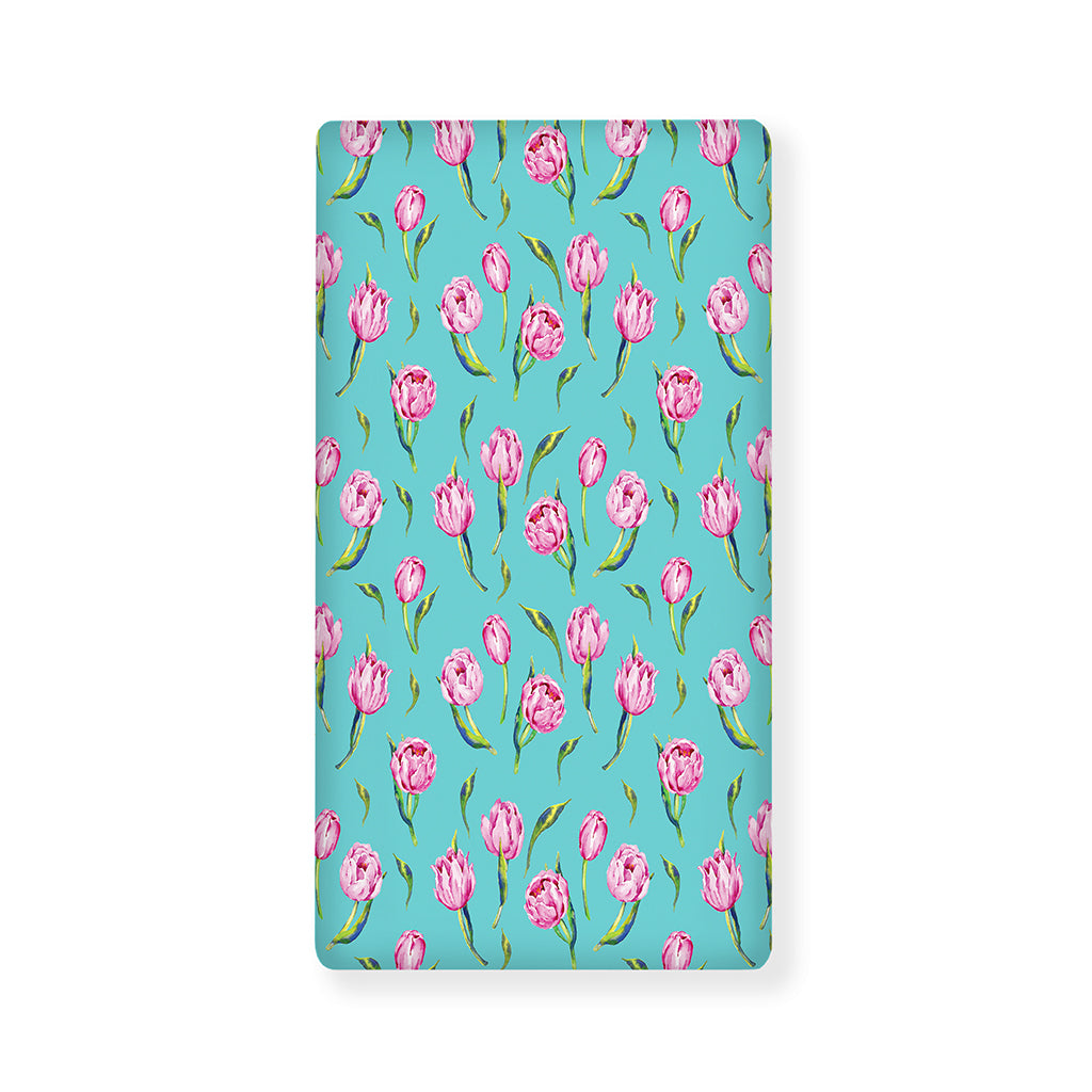 Pink Watercolor Tulip Pattern Print Baby Crib Sheet