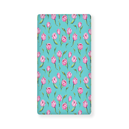 Pink Watercolor Tulip Pattern Print Baby Crib Sheet