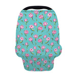 Pink Watercolor Tulip Pattern Print Baby Seat Cover