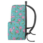 Pink Watercolor Tulip Pattern Print Backpack