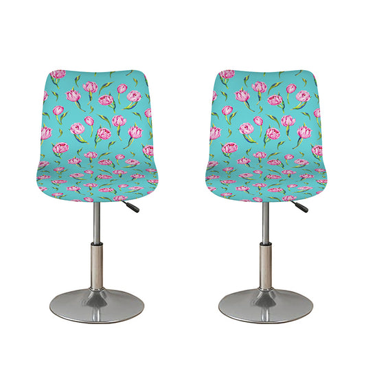 Pink Watercolor Tulip Pattern Print Bar Stool Covers