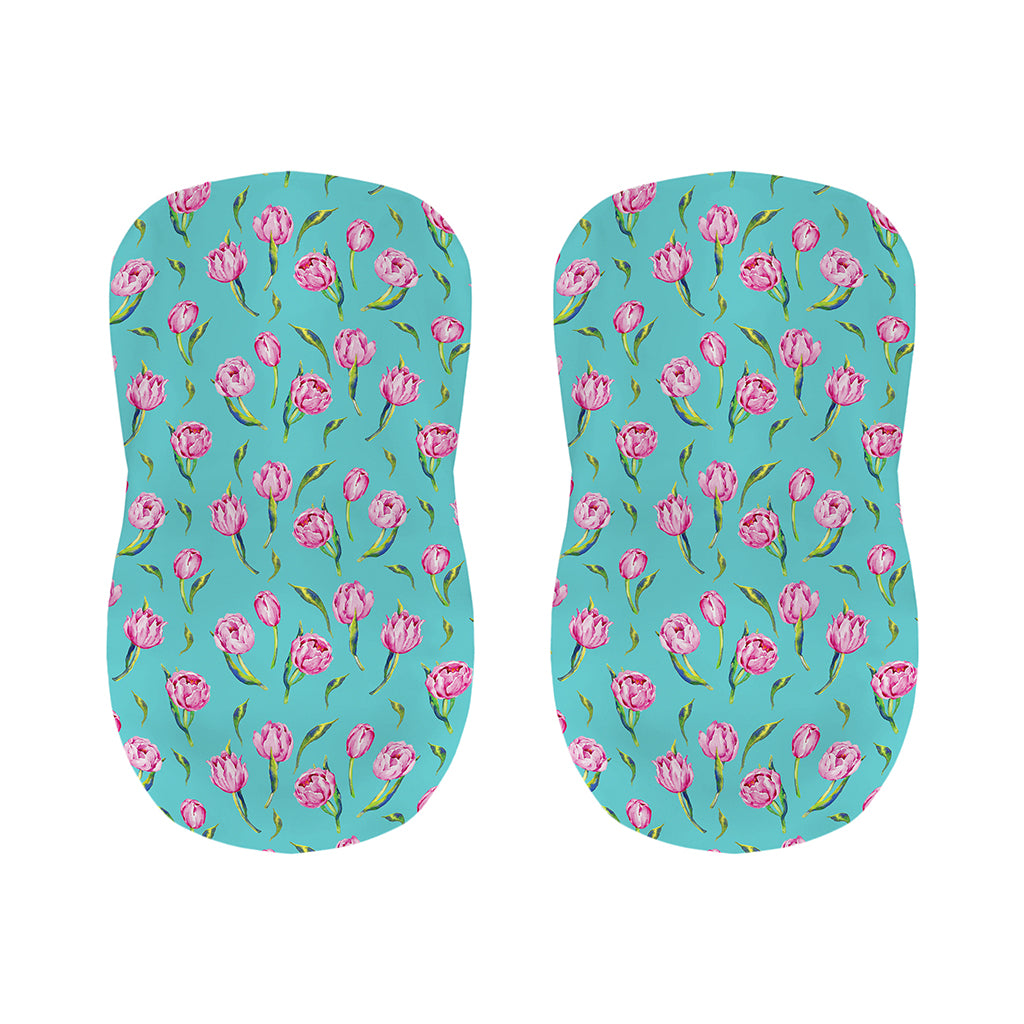 Pink Watercolor Tulip Pattern Print Bar Stool Covers