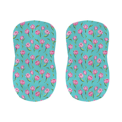 Pink Watercolor Tulip Pattern Print Bar Stool Covers