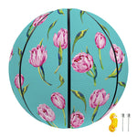 Pink Watercolor Tulip Pattern Print Basketball