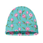 Pink Watercolor Tulip Pattern Print Beanie