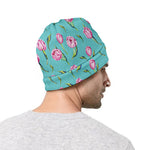 Pink Watercolor Tulip Pattern Print Beanie
