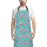Pink Watercolor Tulip Pattern Print Bib Apron With Pocket