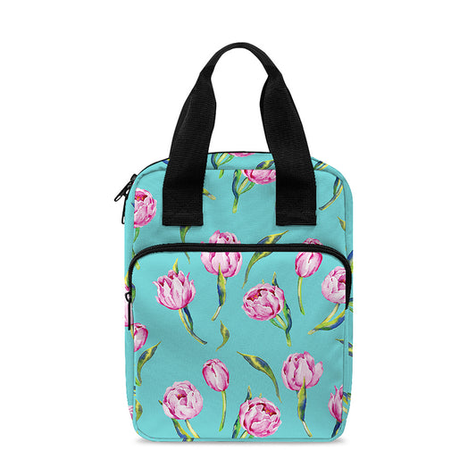 Pink Watercolor Tulip Pattern Print Bible Tote Bag
