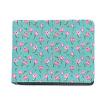 Pink Watercolor Tulip Pattern Print Bifold Wallet