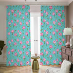 Pink Watercolor Tulip Pattern Print Blackout Pencil Pleat Curtains
