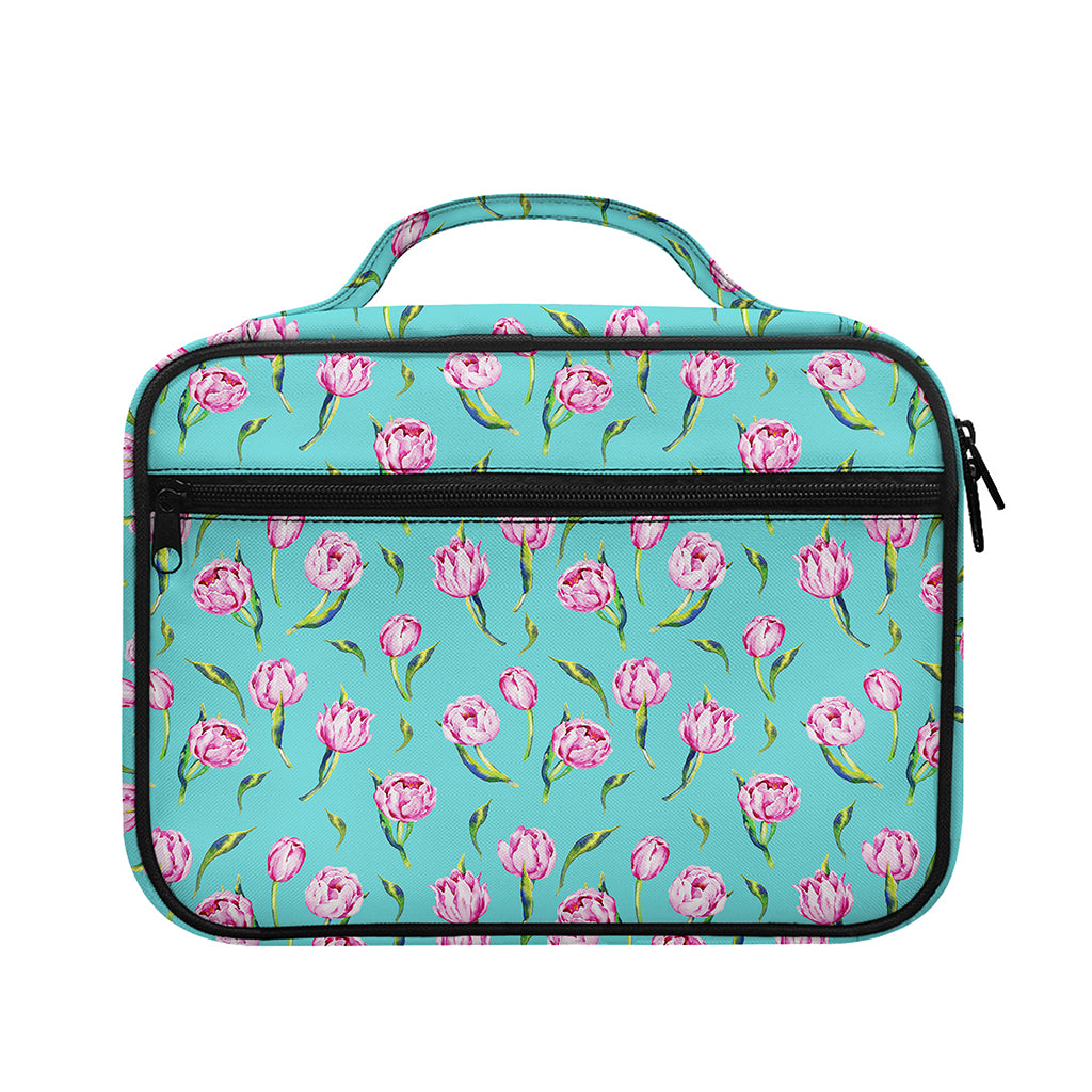 Pink Watercolor Tulip Pattern Print Briefcase Bible Bag