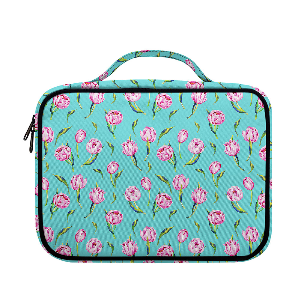 Pink Watercolor Tulip Pattern Print Briefcase Bible Bag