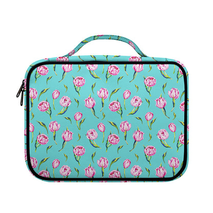 Pink Watercolor Tulip Pattern Print Briefcase Bible Bag