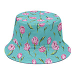 Pink Watercolor Tulip Pattern Print Bucket Hat