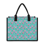 Pink Watercolor Tulip Pattern Print Canvas Tote Bag