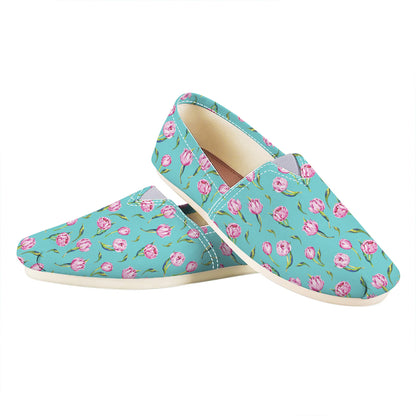 Pink Watercolor Tulip Pattern Print Casual Shoes