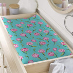 Pink Watercolor Tulip Pattern Print Changing Pad Cover