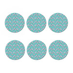 Pink Watercolor Tulip Pattern Print Coaster Set