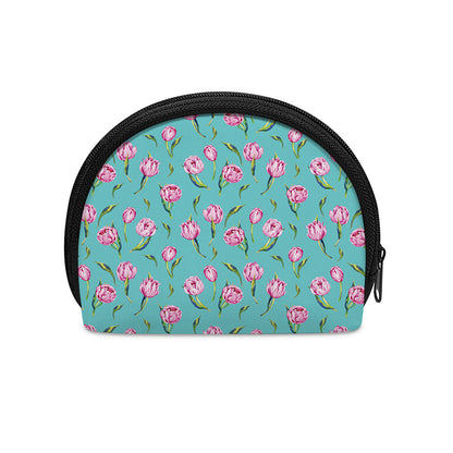 Pink Watercolor Tulip Pattern Print Coin Purse