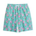 Pink Watercolor Tulip Pattern Print Cotton Shorts