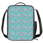 Pink Watercolor Tulip Pattern Print Crossbody Lunch Bag