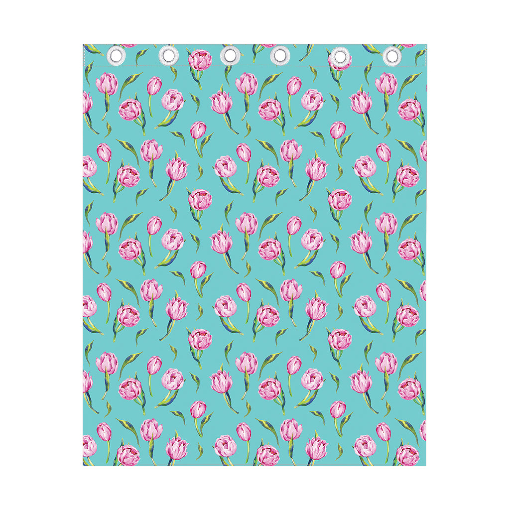 Pink Watercolor Tulip Pattern Print Curtain