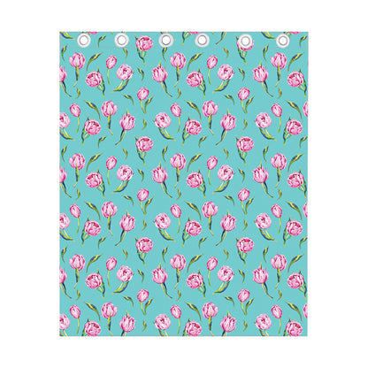 Pink Watercolor Tulip Pattern Print Curtain