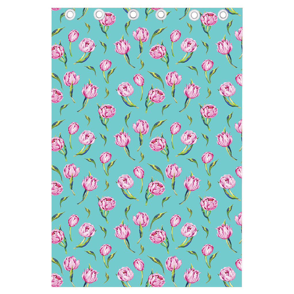 Pink Watercolor Tulip Pattern Print Curtain