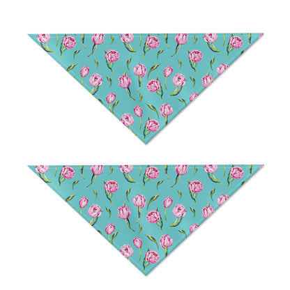 Pink Watercolor Tulip Pattern Print Dog Bandana