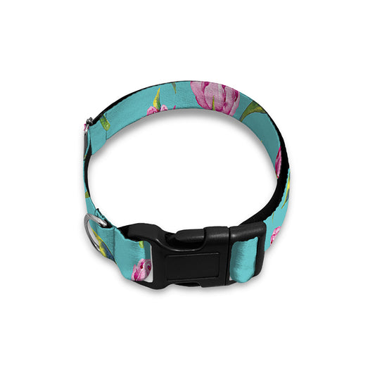 Pink Watercolor Tulip Pattern Print Dog Collar