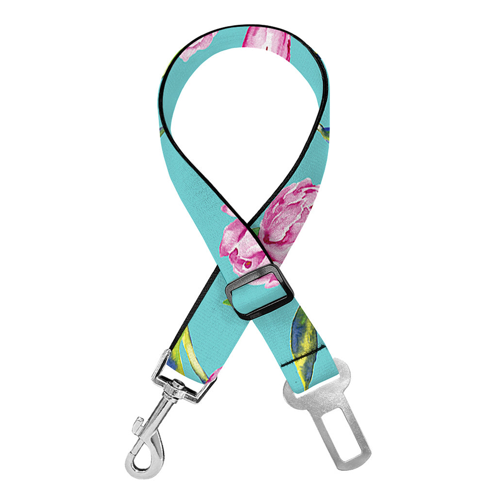Pink Watercolor Tulip Pattern Print Dog Seat Belt