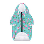 Pink Watercolor Tulip Pattern Print Dog Zip Up Hoodie