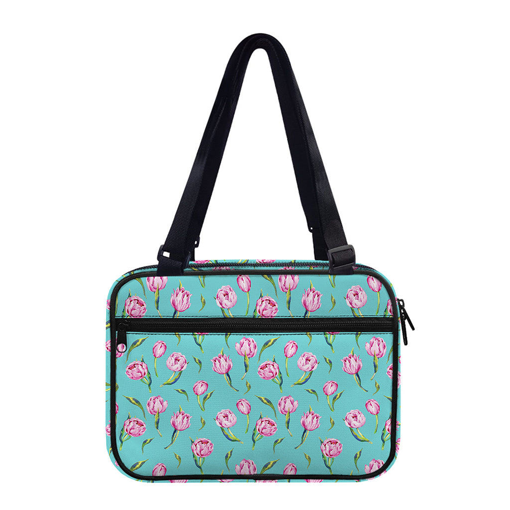 Pink Watercolor Tulip Pattern Print Double Strap Bible Bag