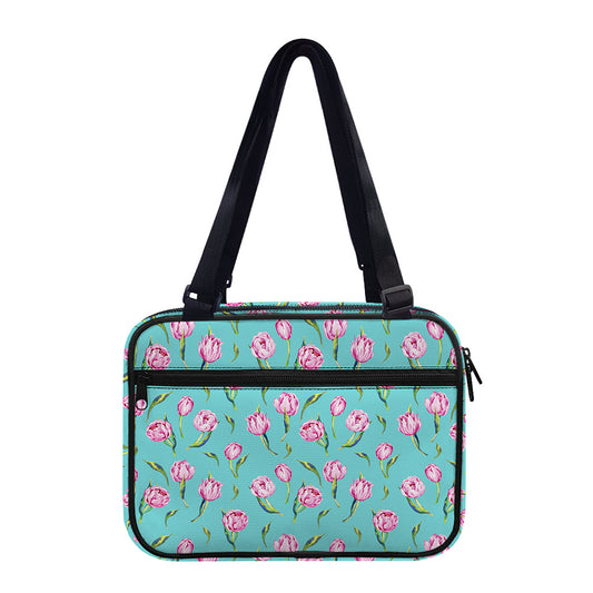 Pink Watercolor Tulip Pattern Print Double Strap Bible Bag