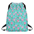 Pink Watercolor Tulip Pattern Print Drawstring Backpack