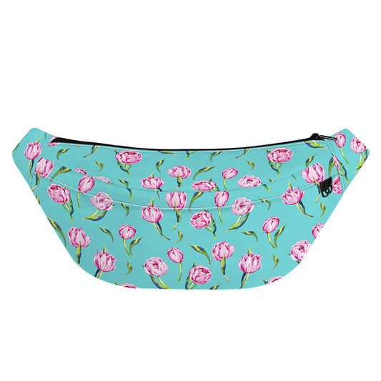 Pink Watercolor Tulip Pattern Print Fanny Pack