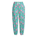 Pink Watercolor Tulip Pattern Print Fleece Lined Knit Pants
