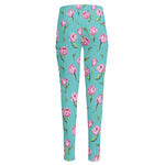 Pink Watercolor Tulip Pattern Print High-Waisted Pocket Leggings